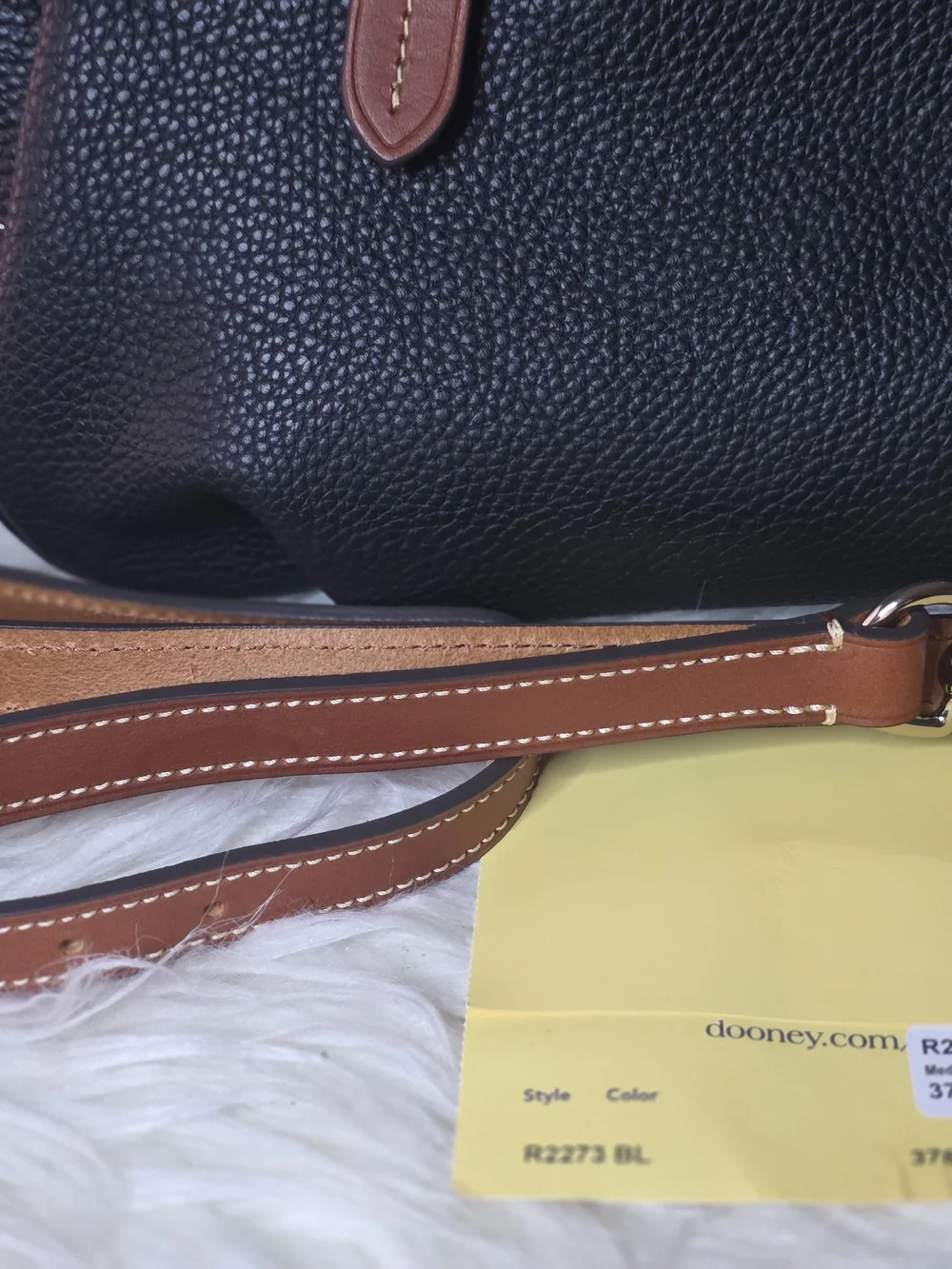 Dooney & Bourke Black Pebbled Leather Satchel with Brown Trim - Picture 7 of 7